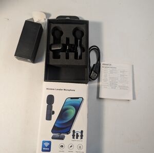 PQRQP 2 Pack Wireless Lavalier Microphone for iPhone iPad,Wireless